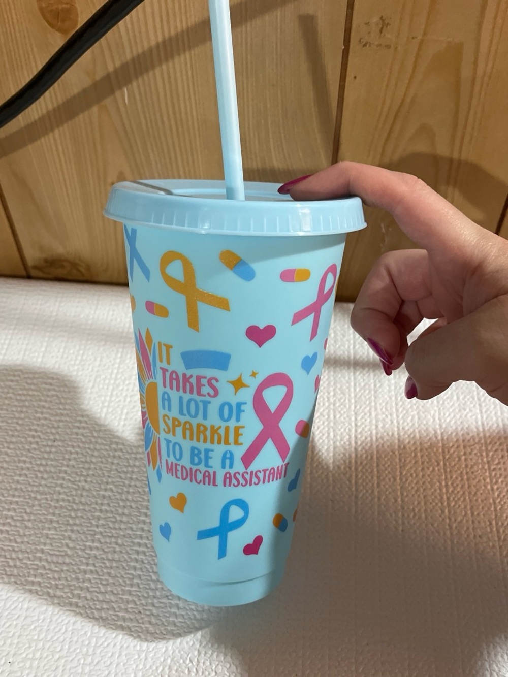 Medical Assistant Light Blue Reusable Tumbler with Straw